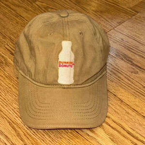 dunkin’ donuts DD logo coffee ball cap hat khaki color adjustable baseball cap